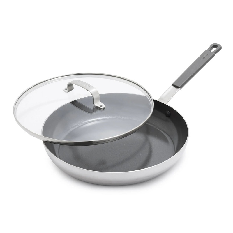 12″ Stainless Steel Ceramic Nonstick Covered Fry Pan (See Description)