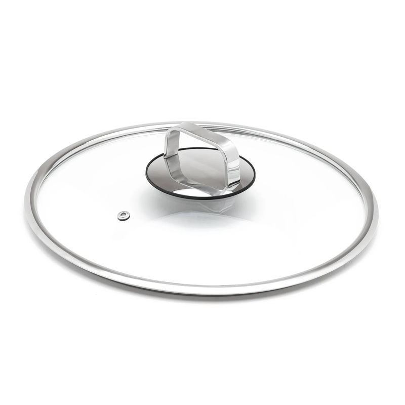 Diamond Clad 14″ Tempered Glass Lid with Silicone Rim and Cool Touch Insulated Handle