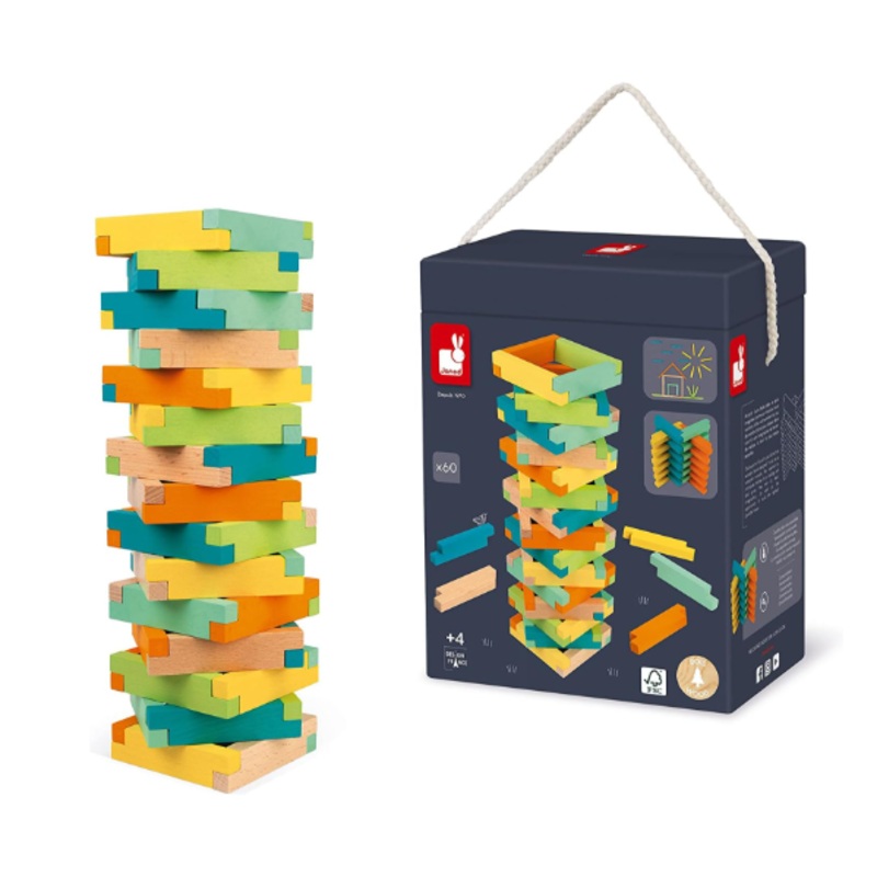 Janod 60 Piece Wooden Building Blocks Kit