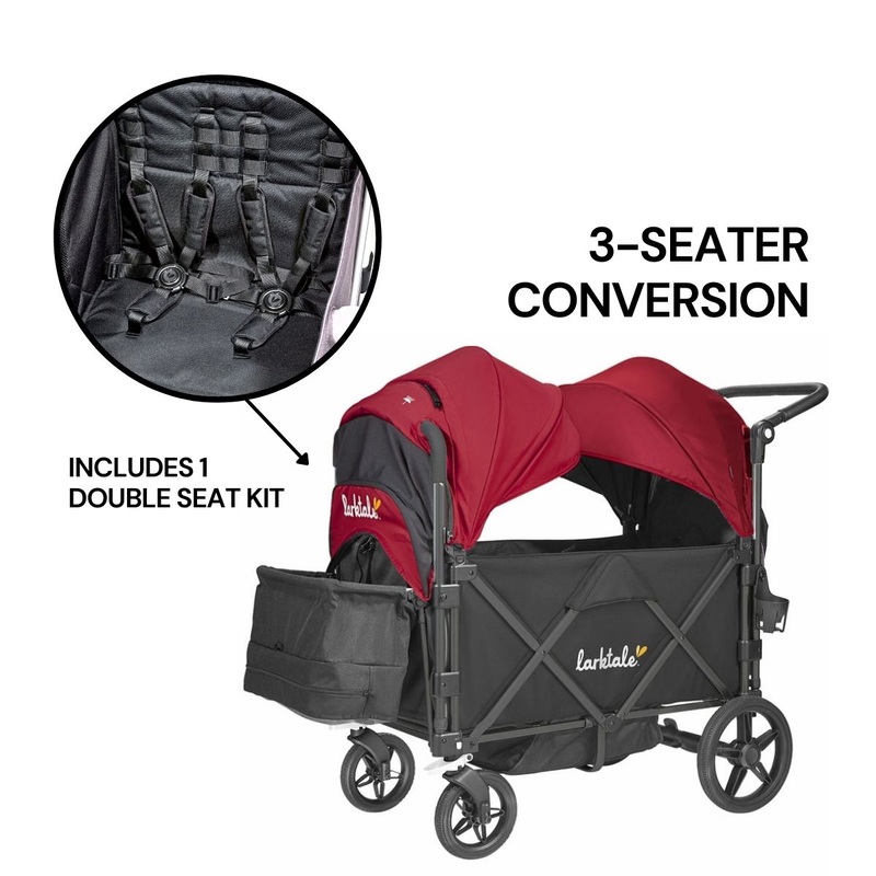 Larktale Caravan (3 Seater) Stroller Wagon Complete Bundle – Byron Black / Barossa Red