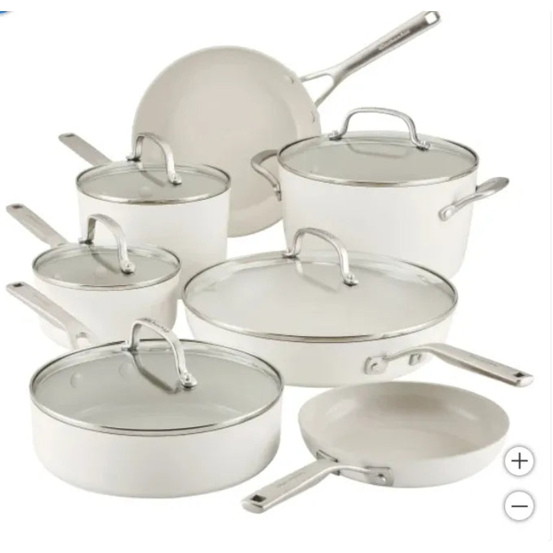12 Piece Hard Anodized Ceramic Cookware Set White
