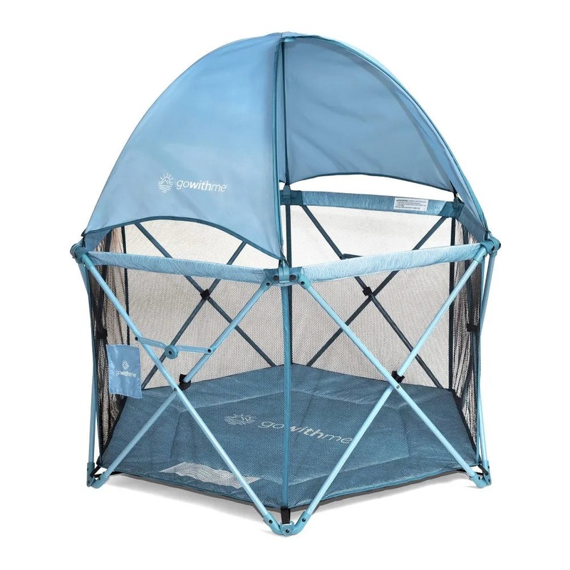 Go With Me Deluxe Eclipse Portable Playard with Canopy and Pad – Blue Wave