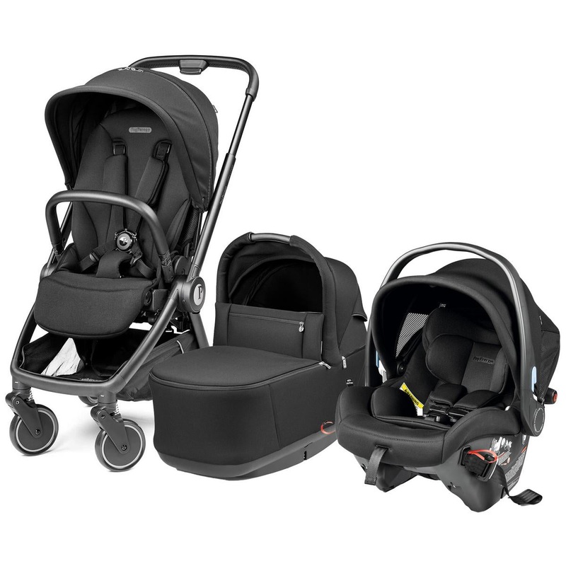 Peg Perego City Loop Stroller + Bassinet +  Primo Viaggio Urban Mobility Travel System Bundle – Black / True Black / True Black