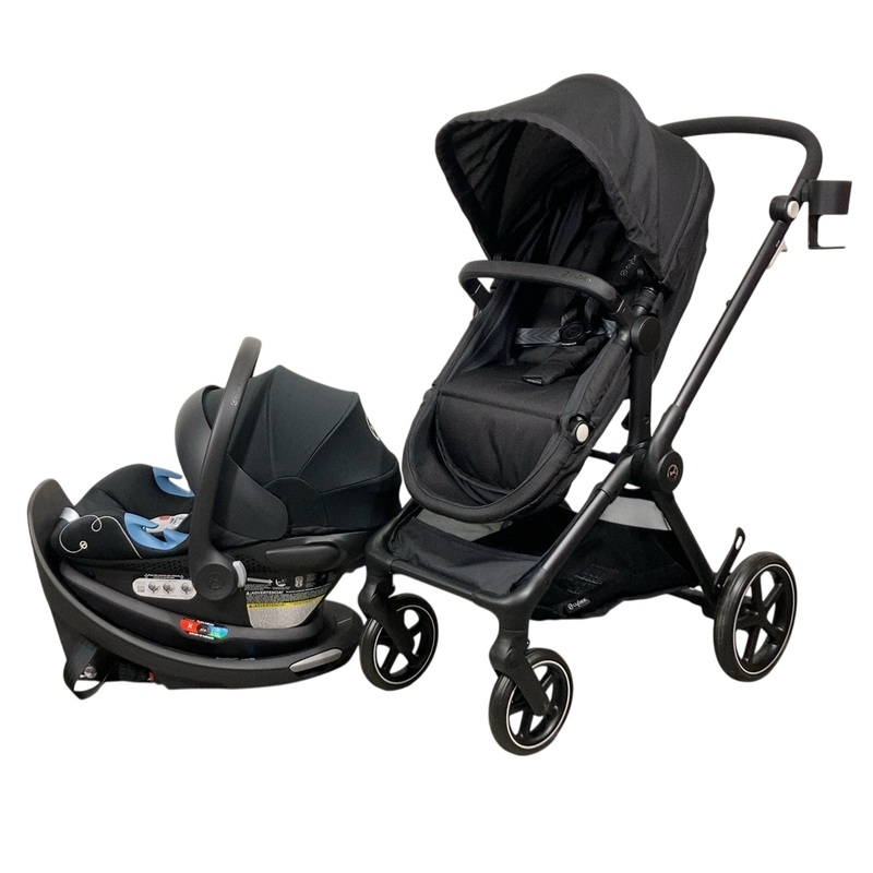Cybex Eos and Aton G Swivel Travel System, Moon Black, Black Frame, 2024