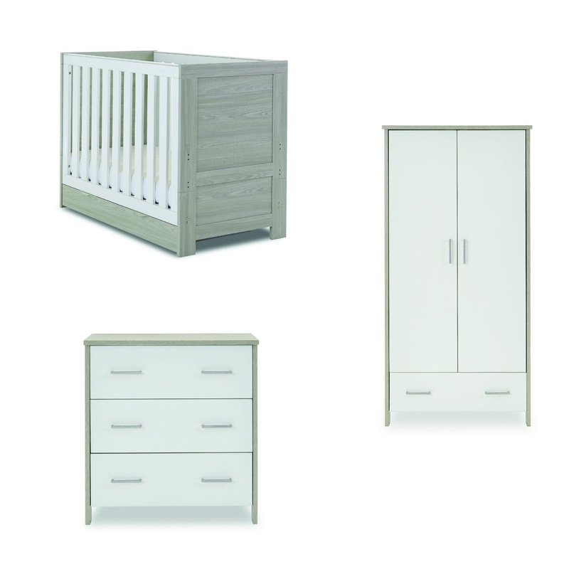 Obaby Nika Mini 3 Piece Room Set & Underdrawer – GREY WASH & WHITE
