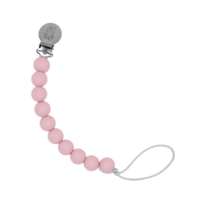 Silicone Beads Pacifier Holder Pink