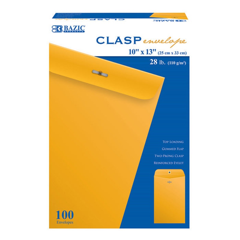 BAZIC 10″  X 13″ Clasp Envelope (100/Box)