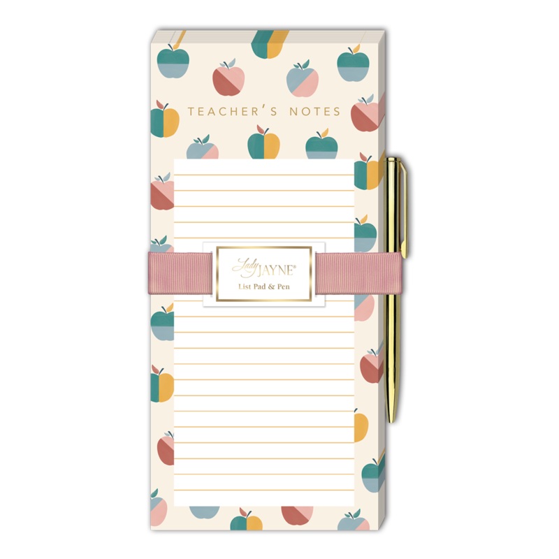 MODERN TEACHER APPLES MAGNETIC LIST PAD WITH PEN