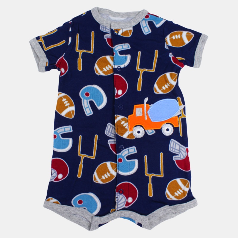 Baby Boys Cotton Romper  Navy with American Football Print