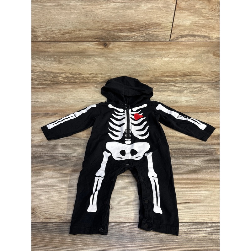 Skeleton Hooded Coverall Black sz 3-6m Black 3m