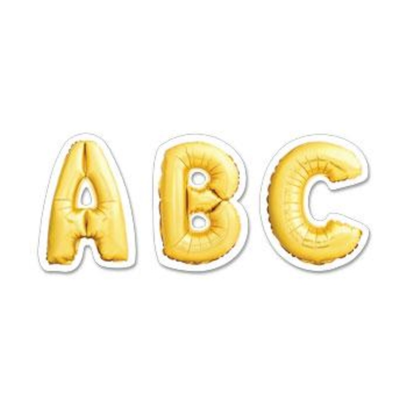 So Much Pun! Gold Mylar Balloon 2″ Uppercase Letter Stickers