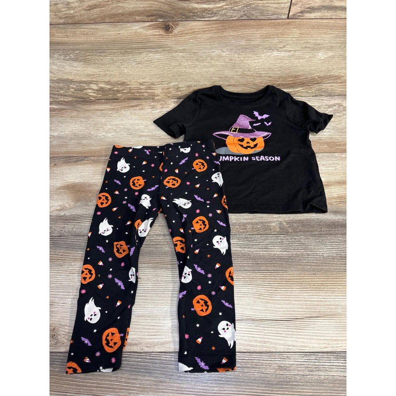 Wonder Nation 2pc Pumpkin Season Shirt & Leggings Black sz 2T Black 2T