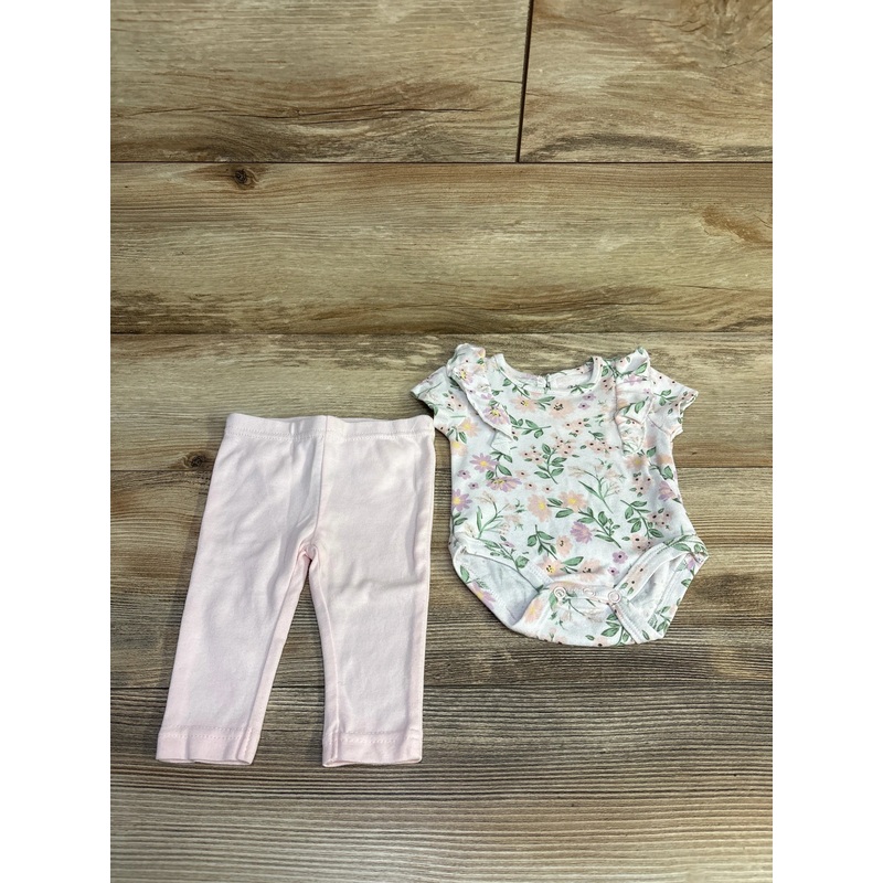 Baby Essentials 2pc Floral Bodysuit & Pants White sz 3m White 3m