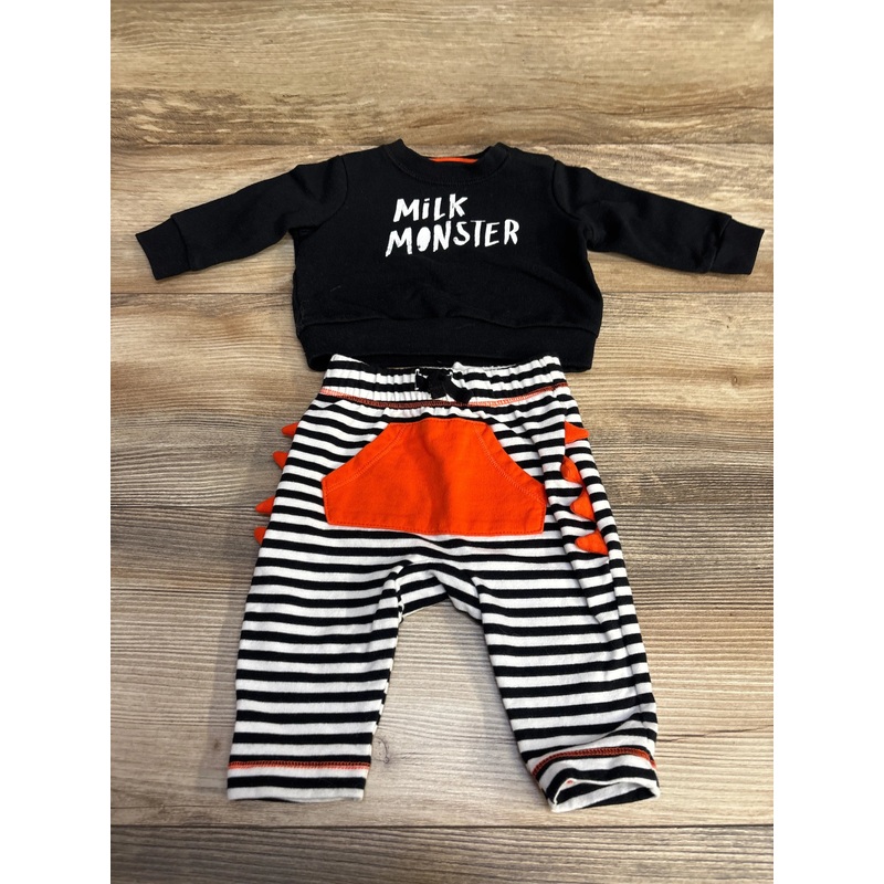 Cat & Jack 2pc Milk Monster Sweatshirt & Joggers Black sz 0-3m Black Newborn