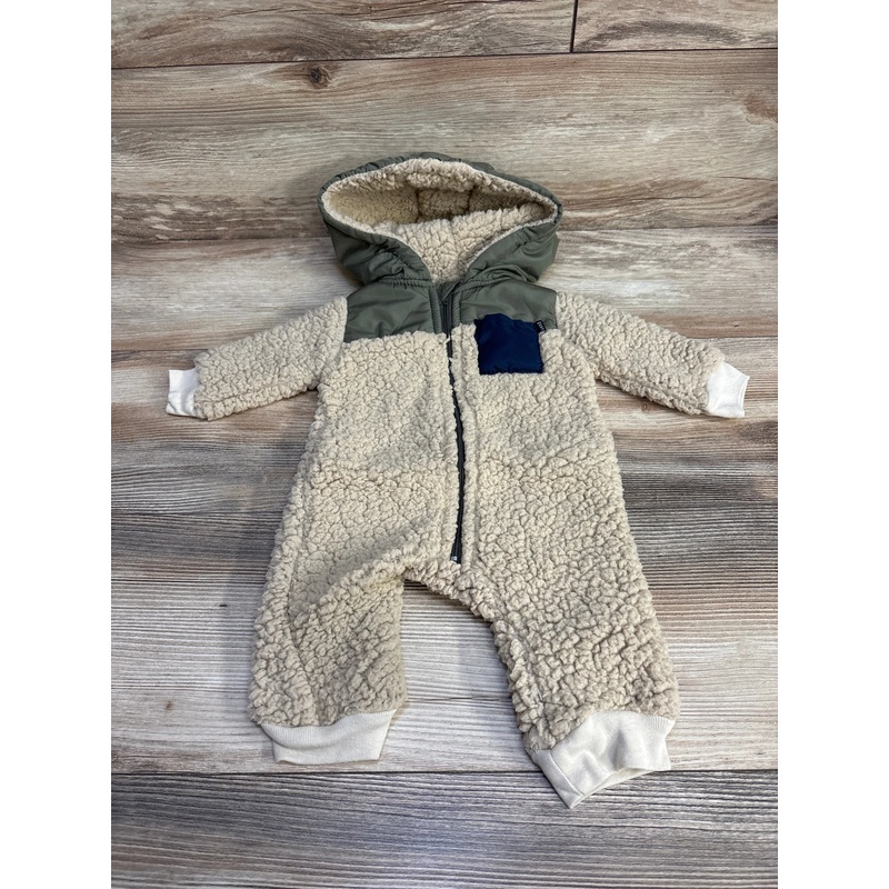 DKNY Hooded Sherpa Coverall Beige sz 0-3m Beige Newborn