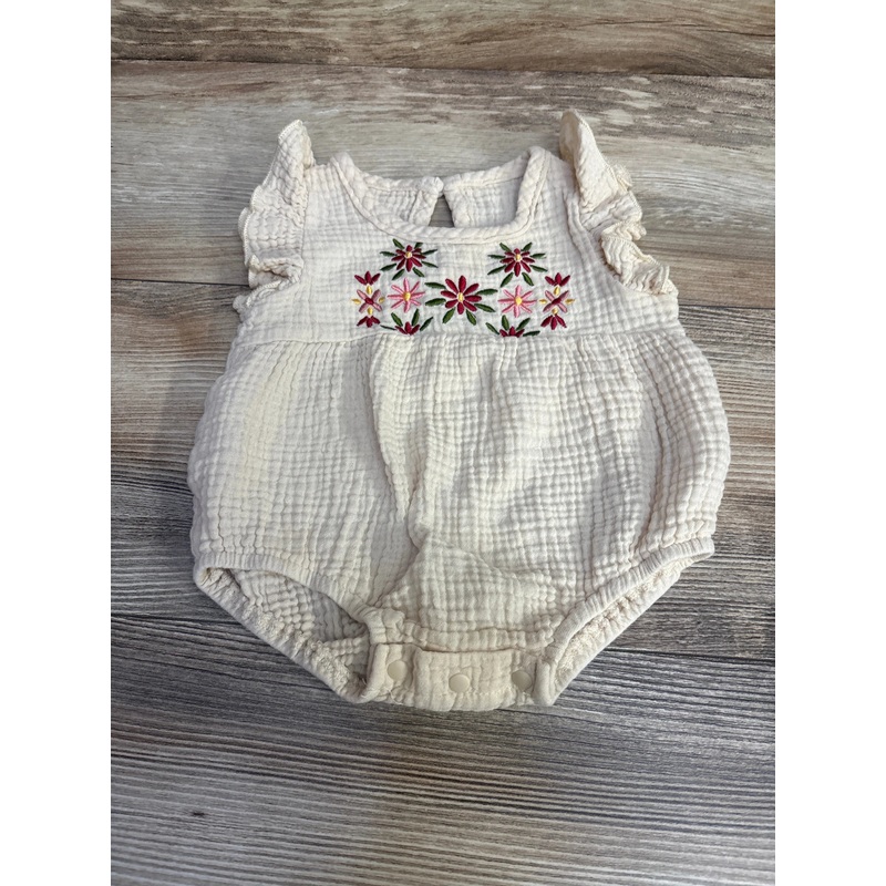 Embroidered Muslin Romper Beige sz 0-3m Beige Newborn
