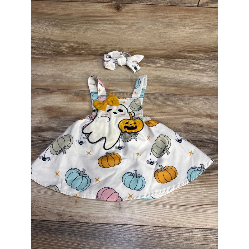 Ghosts & Pumpkins Pinafore Dress White sz 6-9m White 6m