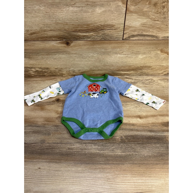 John Deere 2fer Farm Animals Bodysuit Blue sz 9-12m Blue 9m