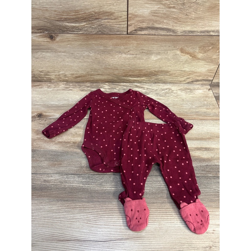 Just One You 2pc Kimono Bodysuit & Pants Burgundy sz Newborn Burgundy Newborn