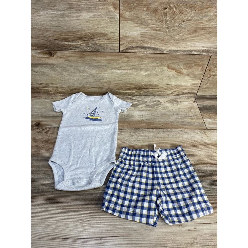 Just One You 2pc Sailboat Bodysuit & Shorts Grey sz 9m Grey 9m