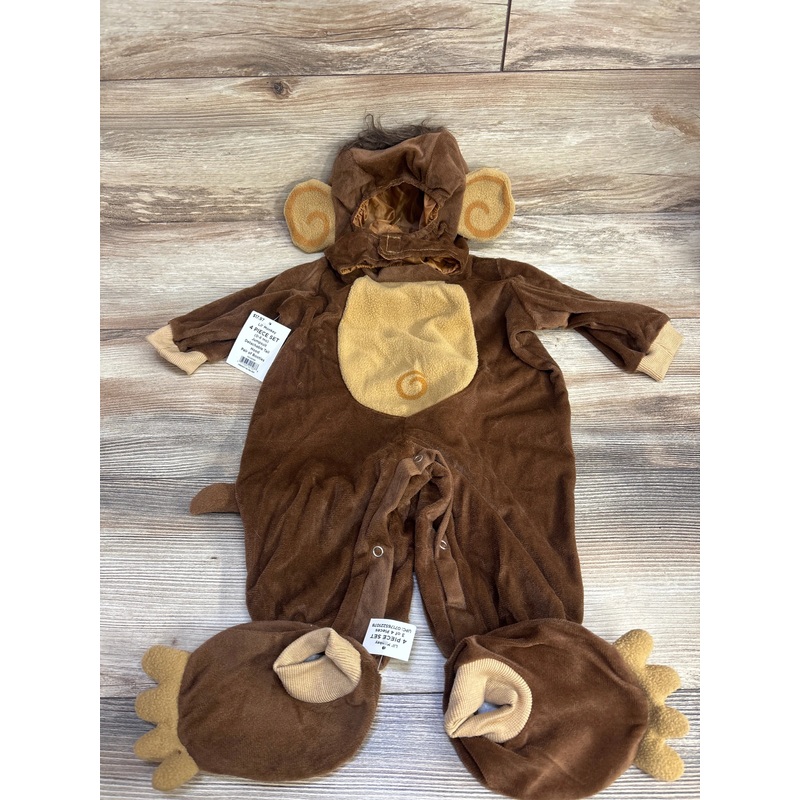 NEW Lil Monkey 4pc Costume Set Brown sz 0-6m Brown Newborn