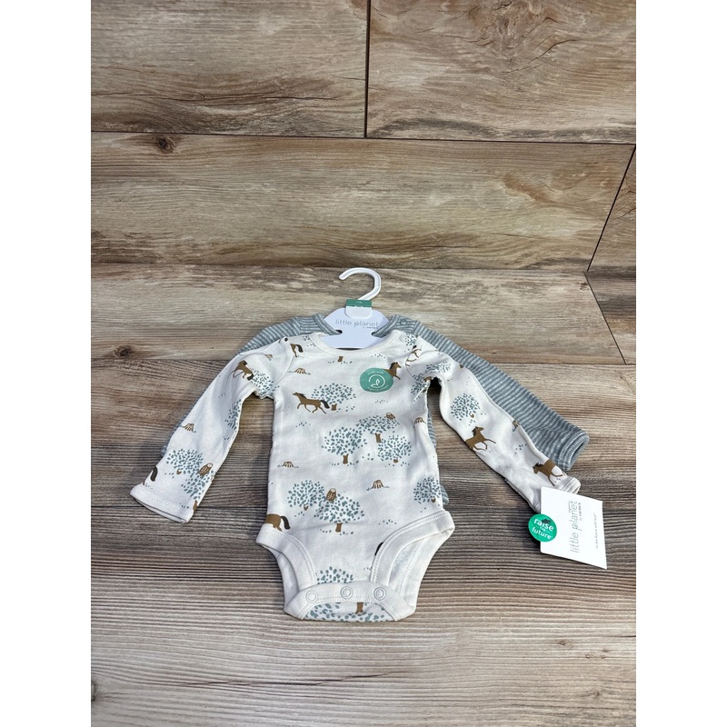 NEW Little Planet 2pk Bodysuits White sz Newborn Multicolor Newborn