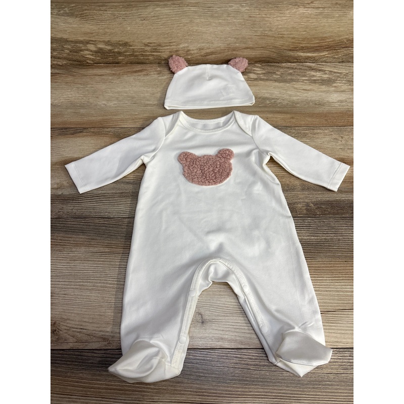 Shein 2pc Coverall & Hat White sz 0-1m White Newborn