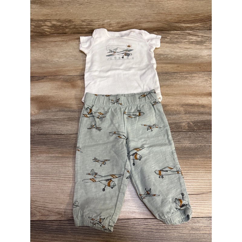 Carter’s 2pc Airplane Bodysuit & Pants White sz 6m White 6m