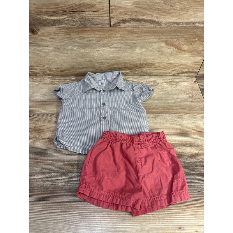 Carter’s 2pc Button Up Shirt & Shorts Grey sz 6m Grey 6m