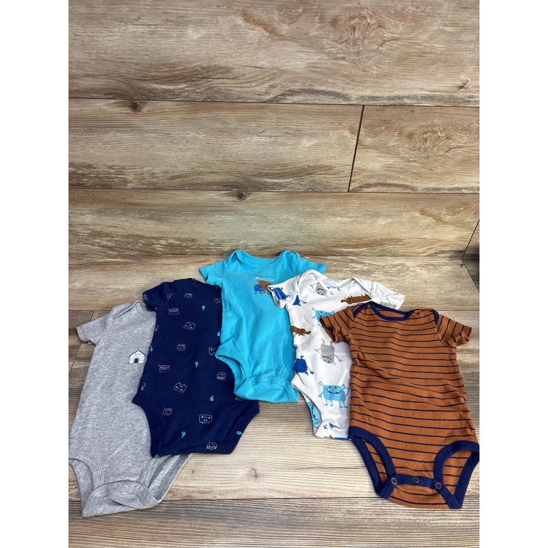 Carter’s 5pk Little Monster Bodysuits sz 12m Multicolor 12m