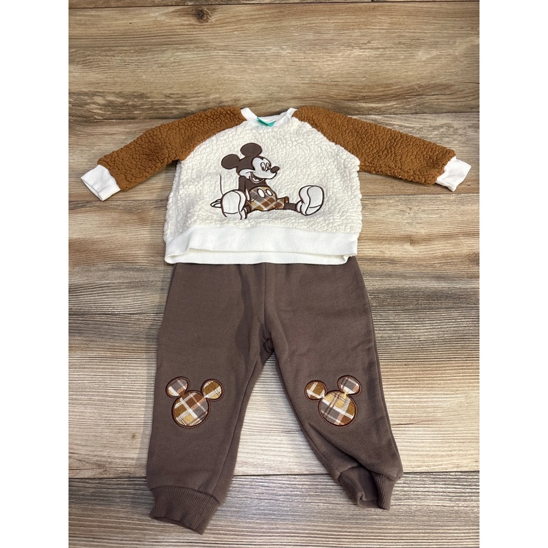 Disney Baby 2pc Mickey Sweatshirt Sherpa Set Brown/White sz 6-9m Brown 6m