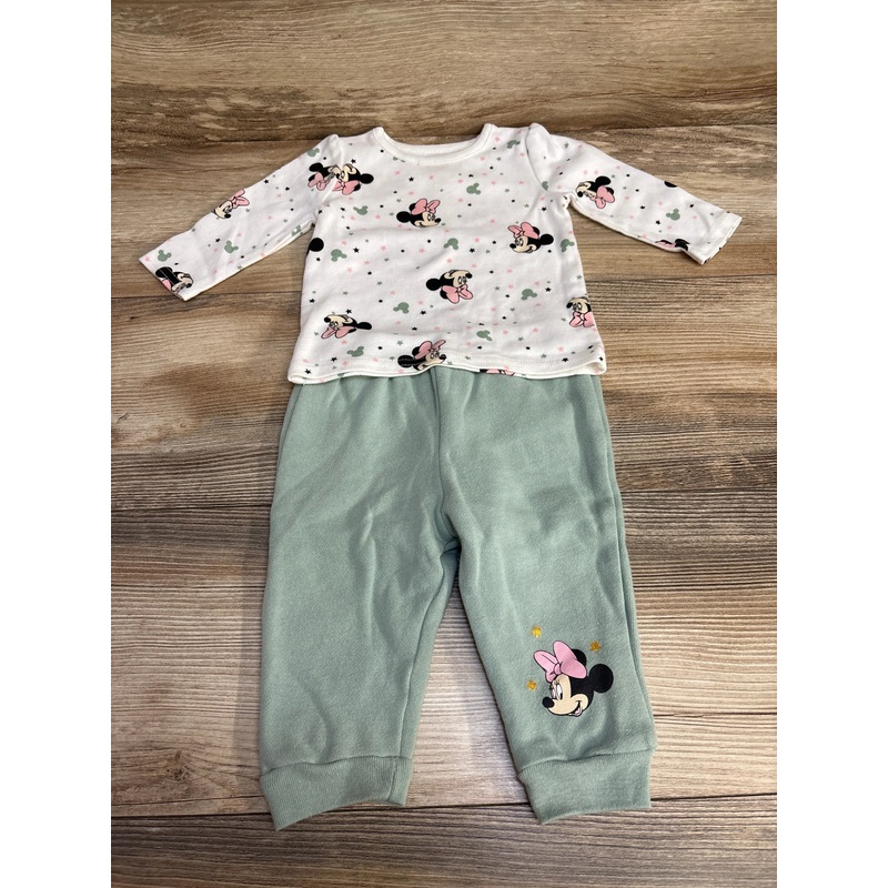 Disney Baby 2pc Minnie Mouse Star Shirt & Pants Set White/Green sz 6-9m White 6m