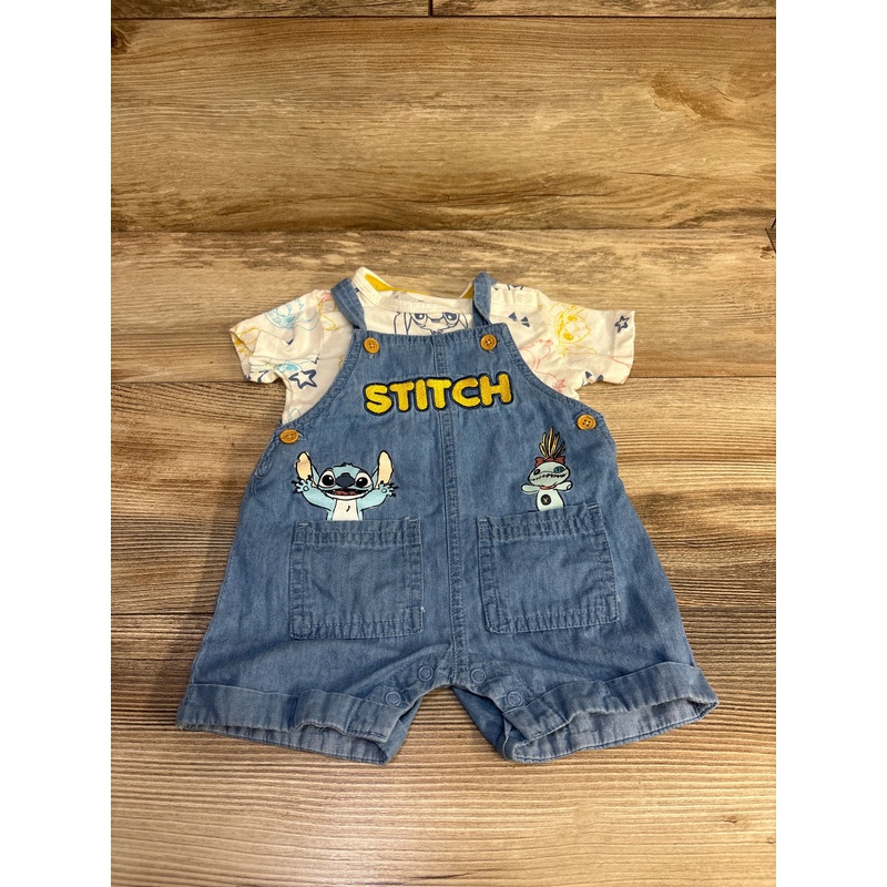 Disney Baby 2pc Stitch Shortall Set White sz 0-3m White Newborn