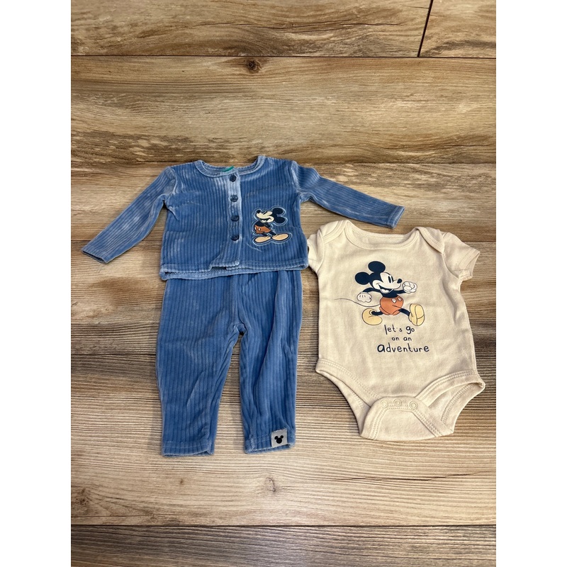 Disney Baby 3pc Mickey Mouse Velour Top & Pants Set Blue sz 0-3m Blue Newborn