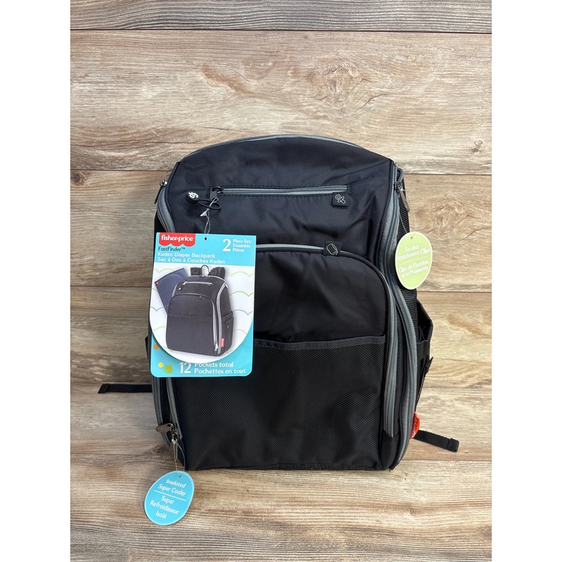 Fisher Price Kaden FastFinder Diaper Backpack, Black