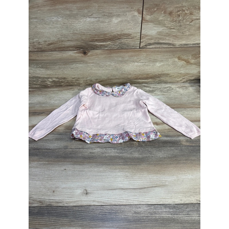 H&M Pullover Floral Sweater Pink sz 2-4T Pink 2T