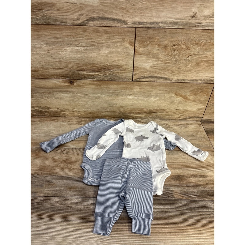 Just One You 3pc Striped Rhino Bodysuit & Pants Blue/White sz Newborn Blue Newborn