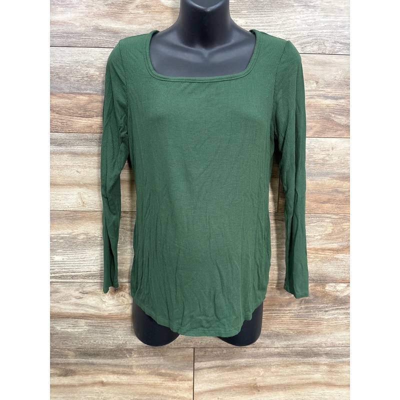 Motherhood Maternity Ribbed Long Sleeve Shirt Green sz Large Green Maternity Large