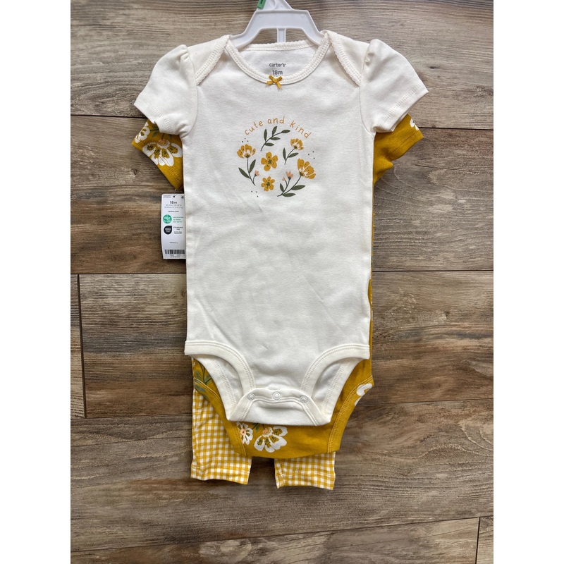 NEW Carter’s 3pc Floral Bodysuit Set White/Yellow sz 18m White 18m