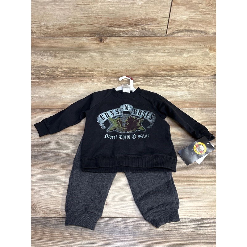 NEW Guns & Roses 2pc Sweatshirt & Pant Set Black sz 3-6m Black 3m