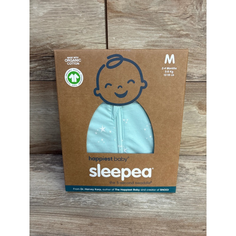 NEW Happiest Baby Sleepea The 5-second Swaddle in Blue Stars sz 2-4m Blue 3m