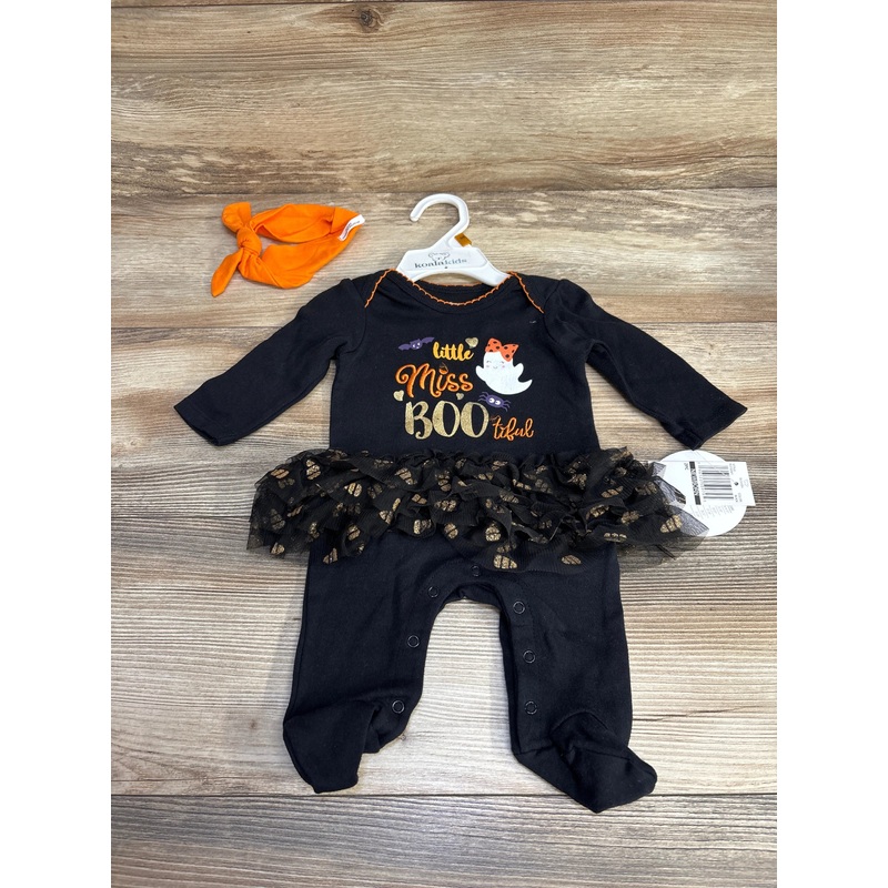 NEW Koala Kids 2pc Little Miss Boo Coverall & Headband Black sz Newborn Black Newborn
