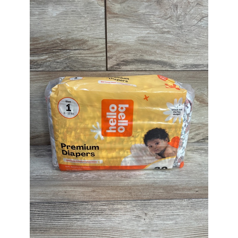 NEW Package of Hello Bello Premium Baby Diapers Size 1, 32 Ct. in Wild Cats