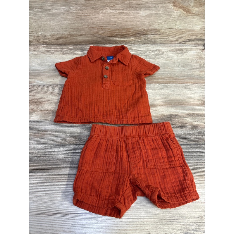 Old Navy 2pc Henley Shirt & Shorts Orange sz 0-3m Orange Newborn