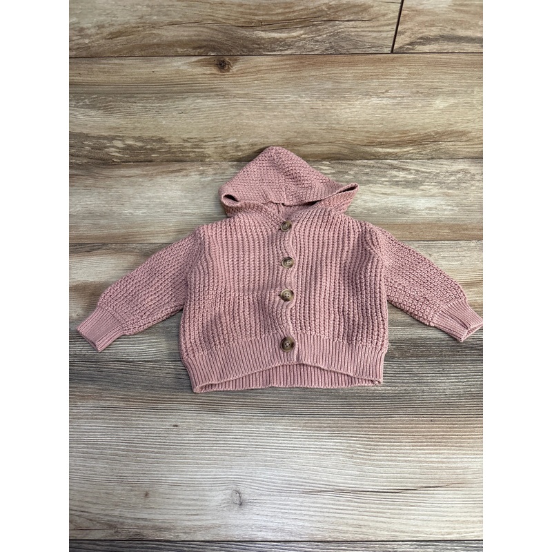 Old Navy Hooded Button-Front Knit Cardigan sz 6-12m Pink 6m