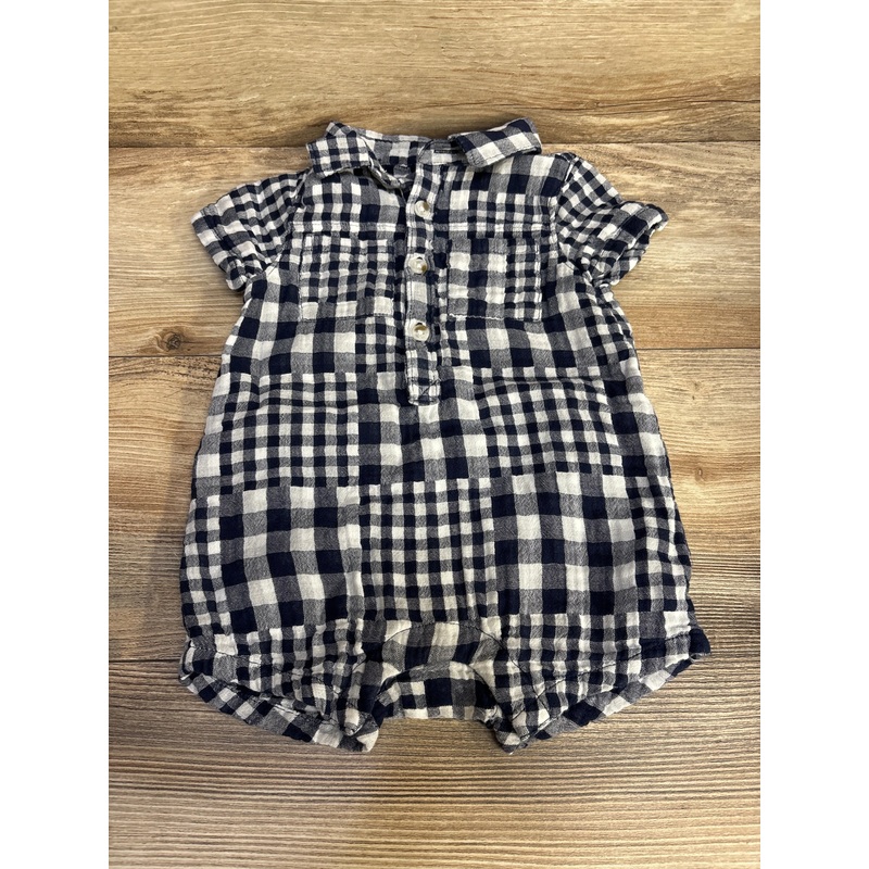 Old Navy Plaid Romper Navy sz 6-12m Navy 6m