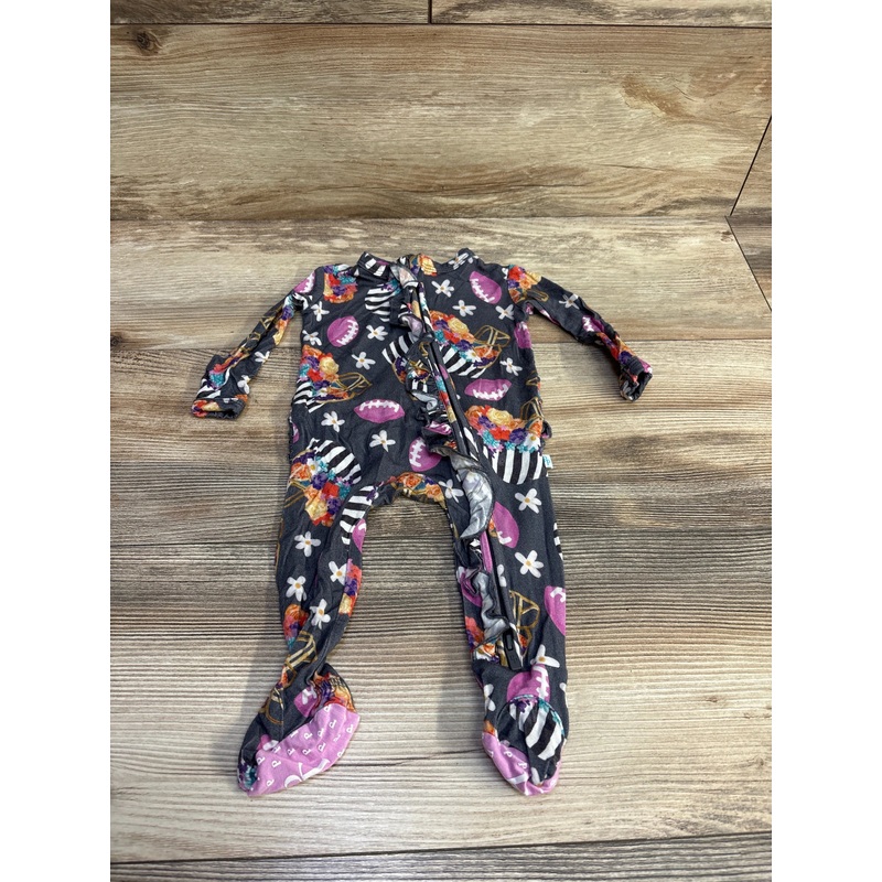 Posh P. Ruffle Football Footie Grey sz Newborn Grey Newborn