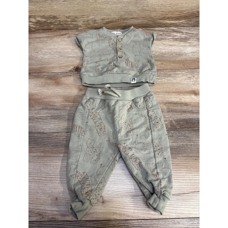 Rabbit + Bear 2pc Animal Print Shirt & Pants Green sz 0-3m Green Newborn