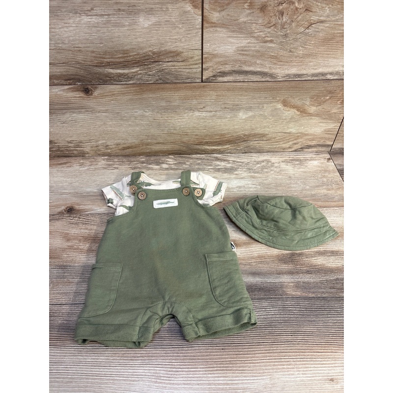 Rabbit + Bear 3pc Alligator Shortall Set White/Green sz 0-3m Green Newborn