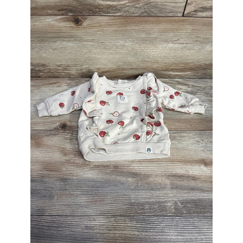 Rabbit + Bear Apple Print Ruffle Sweatshirt Beige sz 0-3m Beige Newborn